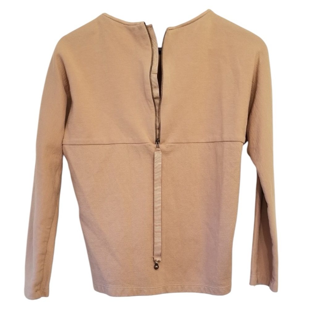 ZARA Basic Beige Textured Fabric in Neutral Khaki Size Large— great for layering - Picture 4 of 8